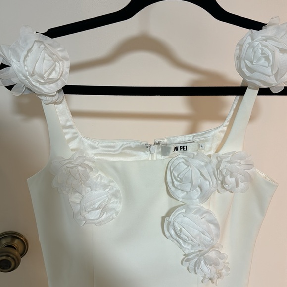 JW PEI ELAINA WHITE ROSETTE APPLIQUE MINI DRESS - WHITE - Picture 3 of 3